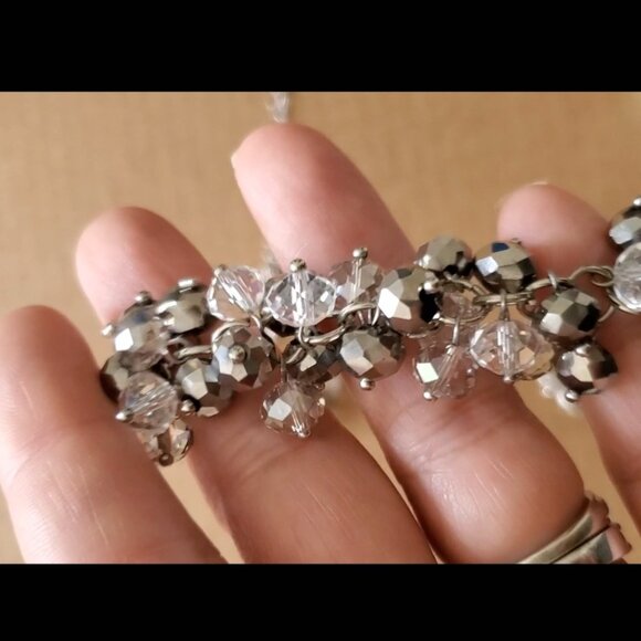 Gray Clear Beaded Necklace - Picture 6 of 9